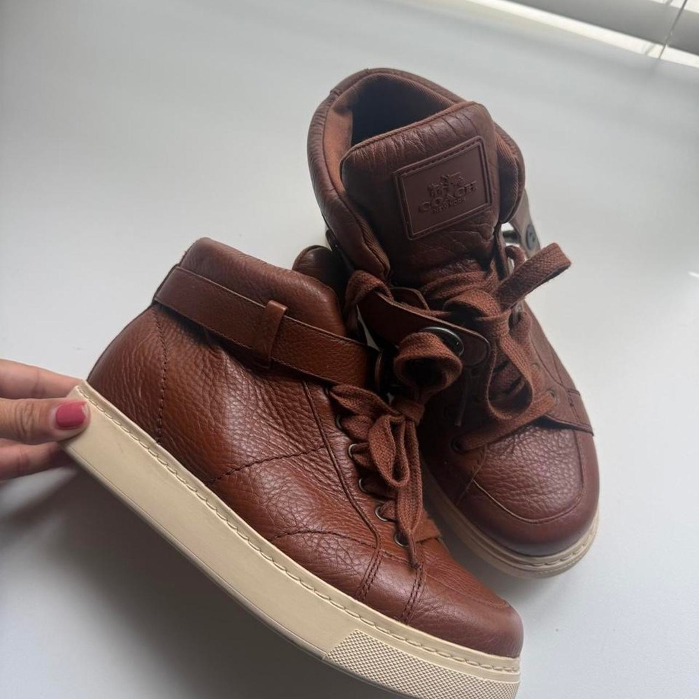 Coach Ryder Brown Leather Sneakers Size US 5.5